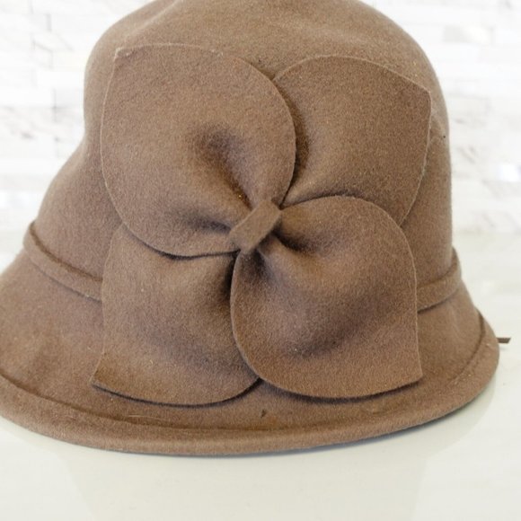 CC Exclusive Hats Women Wool Crushable Felt Cloche Floral Designer Elegant Brown main image 9